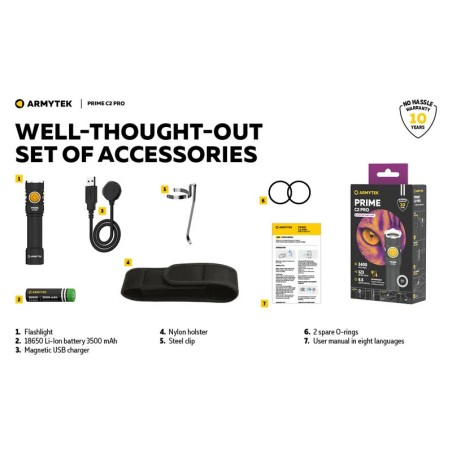 Lampe Torche Armytek Prime C2 PRO V4 Magnet USB  2400/2230 Lumens