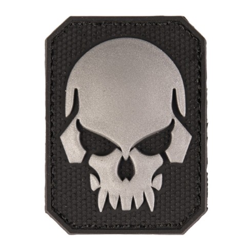 Patch PVC Tête de mort Noir 6 x 4.5cm