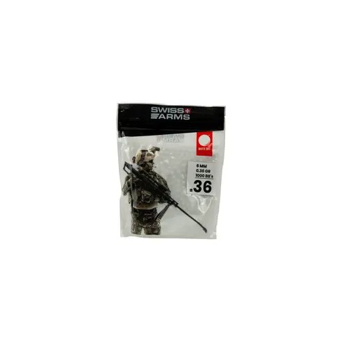 Billes Airsoft 6mm SWISS ARMS Blanche 0.36gr (x1000)