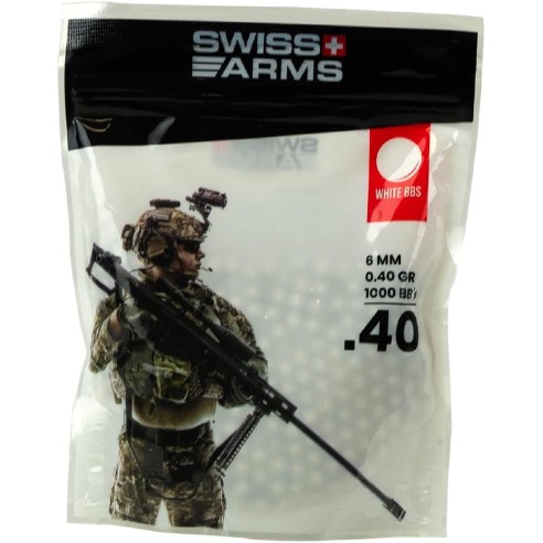 Billes Airsoft 6mm SWISS ARMS Blanche 0.40gr (x1000)