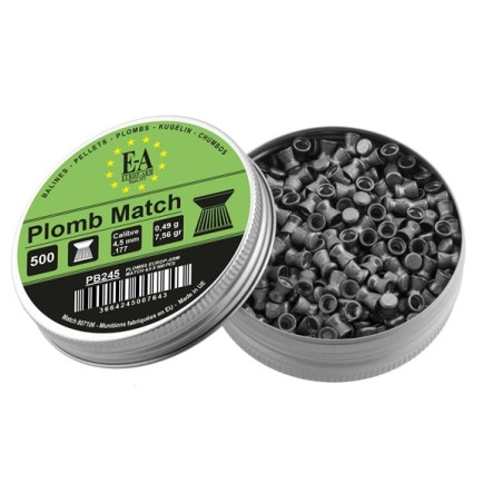 Boite de 500 diabolos Match à tête plate calibre. 4,5 mm