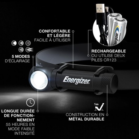 Lampe frontale & torche ENERGIZER HYBRID - 1000 lumens MAX