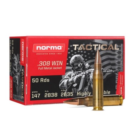 Cartouches NORMA Tactical 308Win - 147gr FMJ / 9,5g